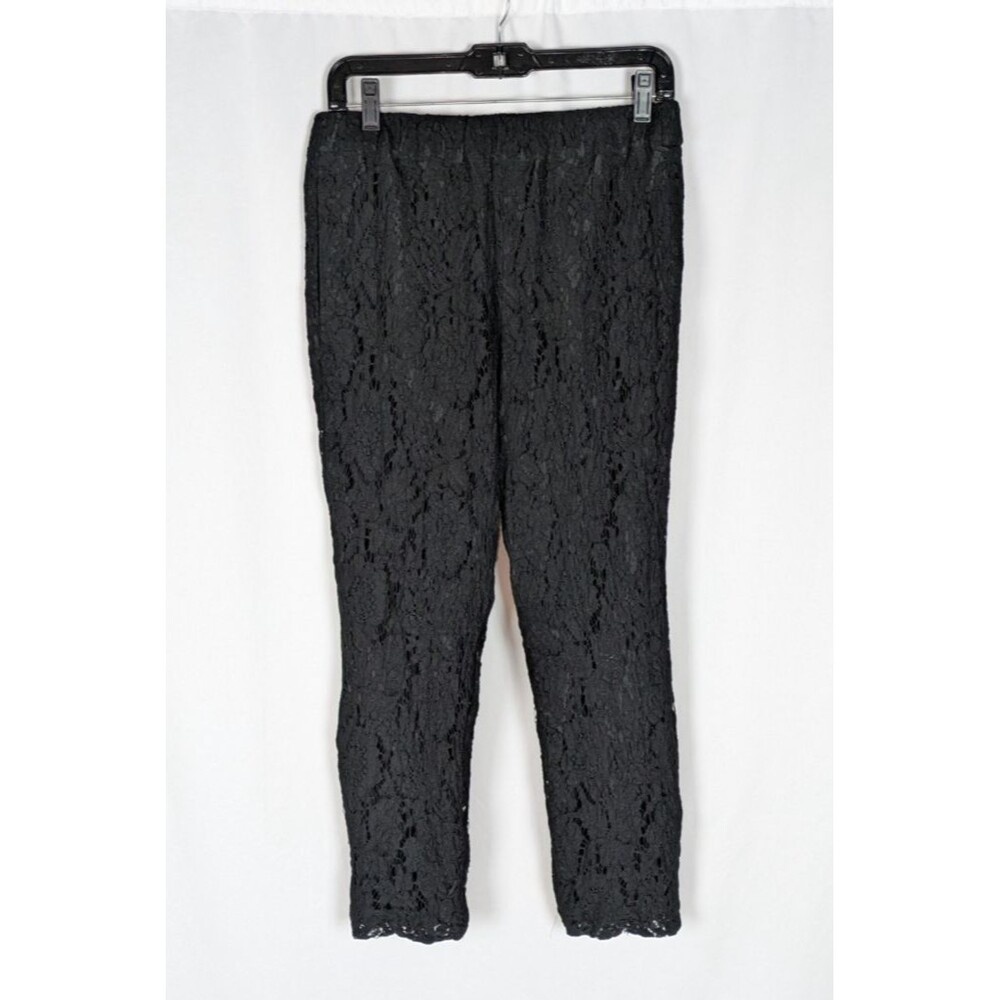 J.Crew Women's Black Floral Lace Pull-On Slim Ankle Dress Pants Size 6